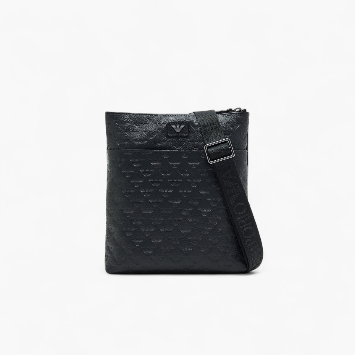 Emporio Armani All-Over Logo Flat Leather Shoulder Bag | LEVISONS