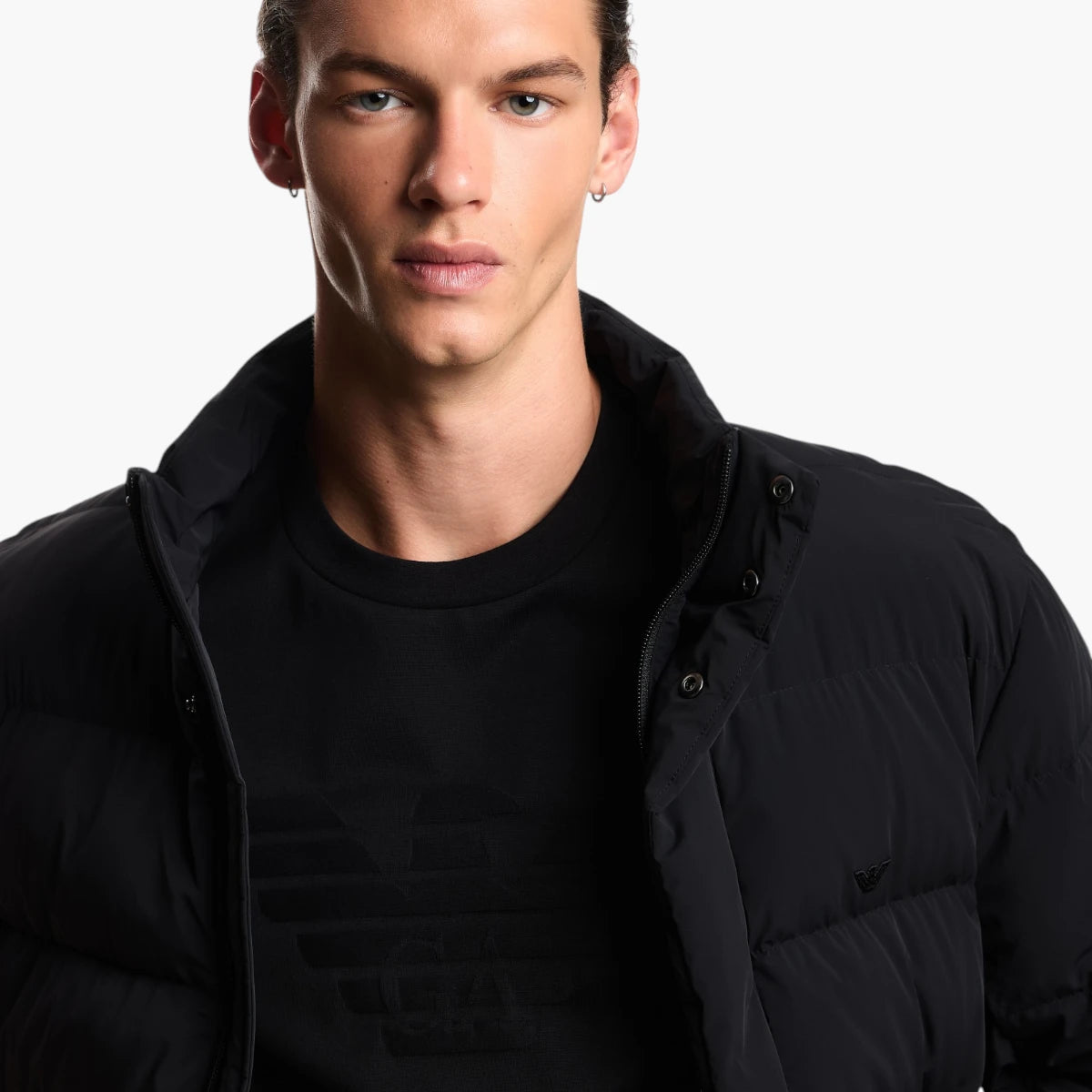 Emporio Armani Regular Fit Cotton T-Shirt With Intarsia Logo | LEVISONS
