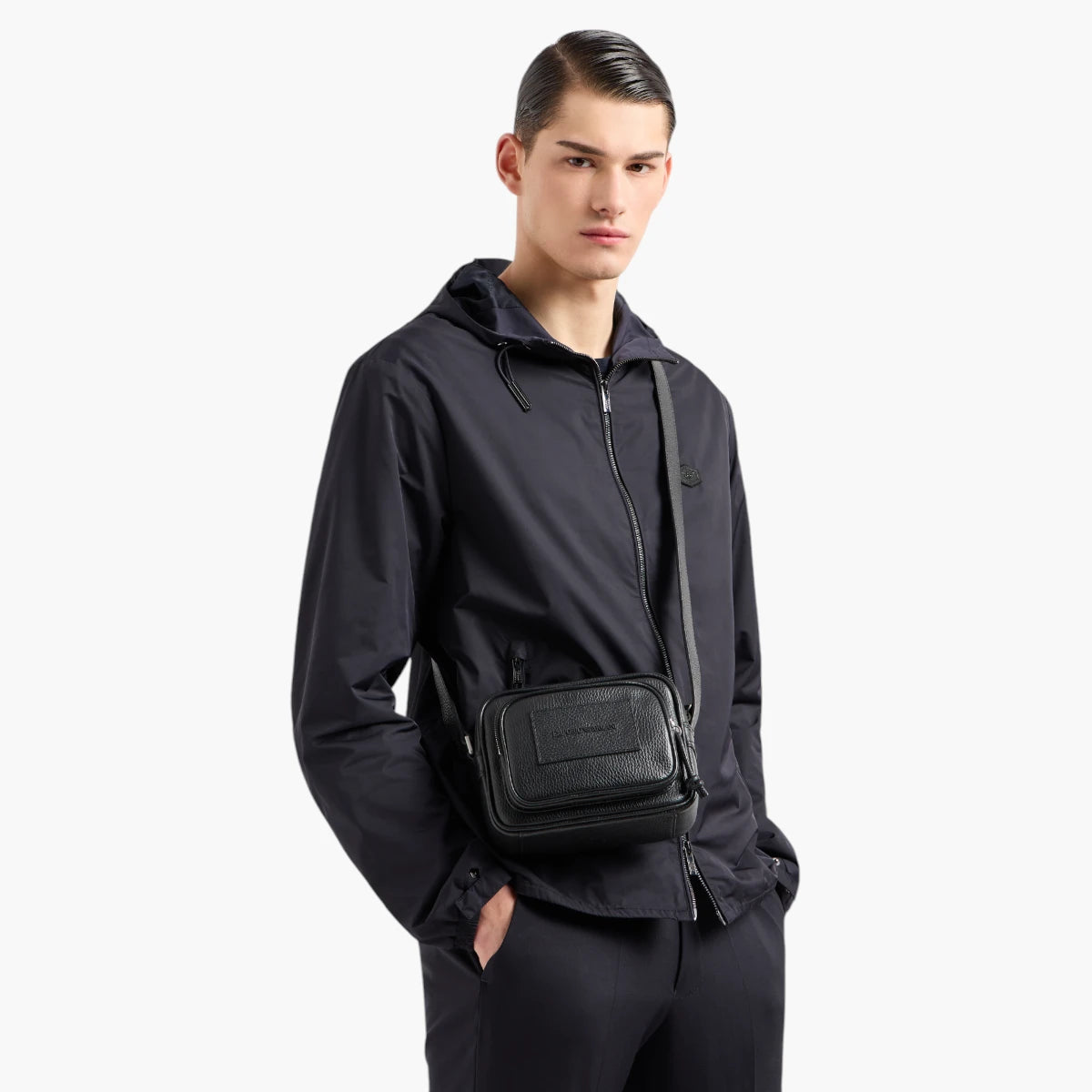 Emporio Armani Leather Camera Case With Adjustable Shoulder Strap | LEVISONS
