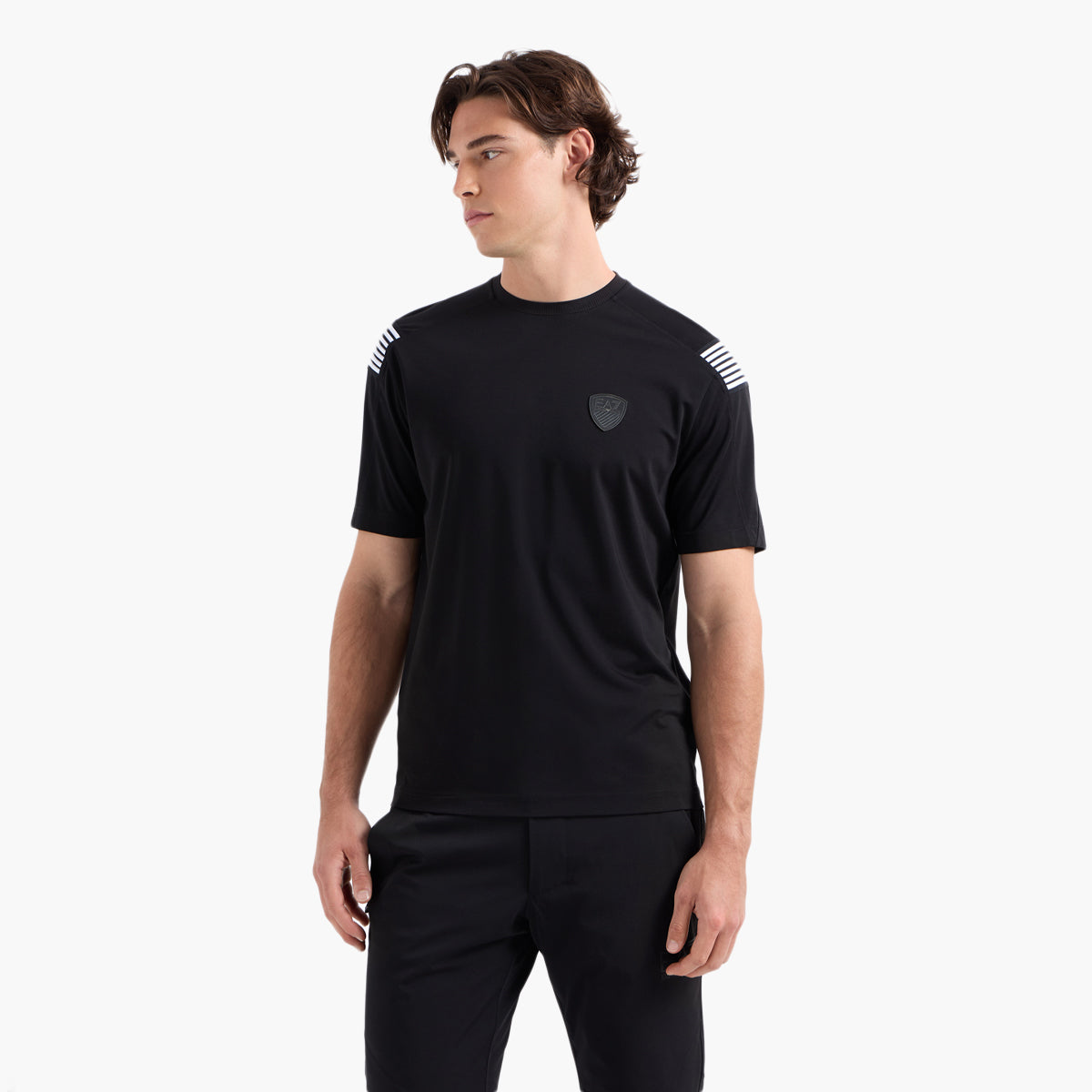 Ea7 Modern Fit Premium Shiled Cotton Crewneck T-Shirt | LEVISONS