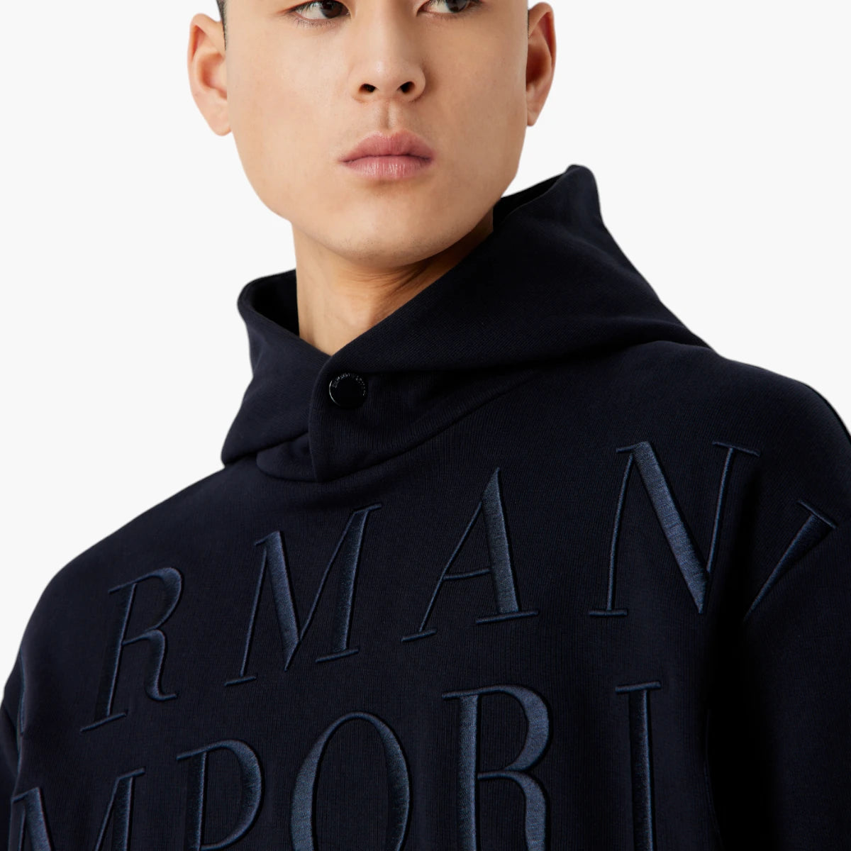 Emporio Armani Regular Fit Hooded Sweatshirt With Bold Logo Lettering | LEVISONS