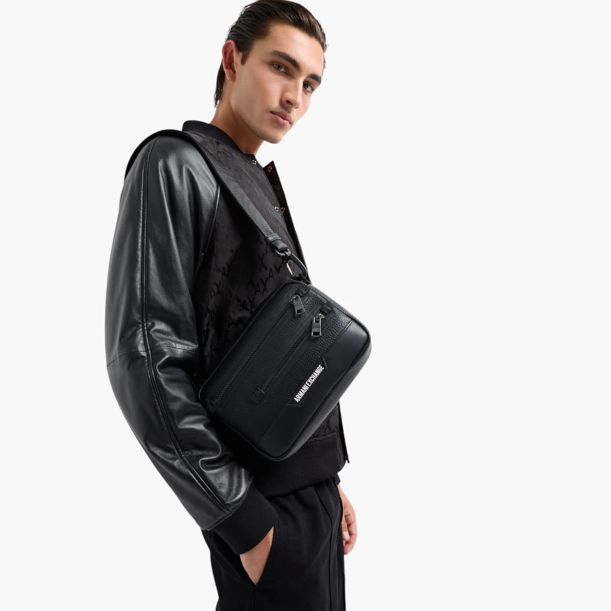 Armani Exchange Coated Crossbody Bag With 2 External Pockets | LEVISONS