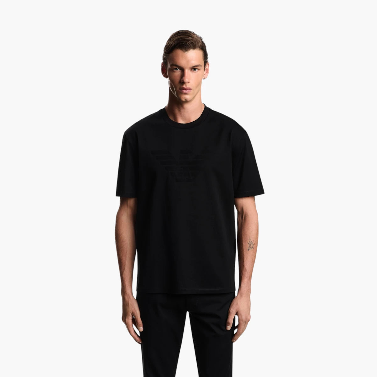 Emporio Armani Regular Fit Cotton T-Shirt With Intarsia Logo | LEVISONS