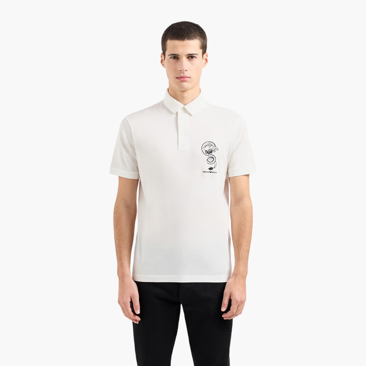 Emporio Armani Sustainable Cotton Blend Polo T-Shirt With Embroidery | LEVISONS