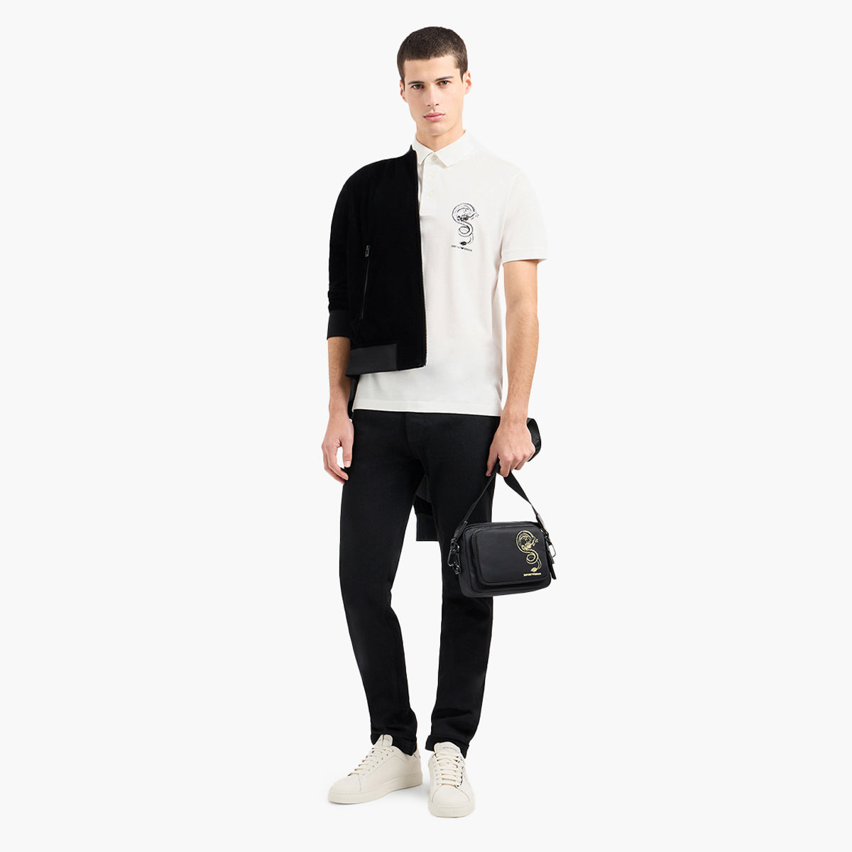 Emporio Armani Sustainable Cotton Blend Polo T-Shirt With Embroidery | LEVISONS