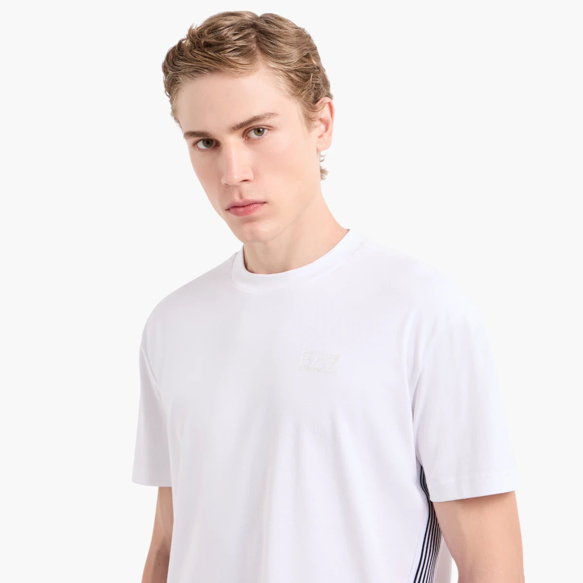 EA7 7 Lines Relaxed Fit Cotton Crewneck T-Shirt | LEVISONS