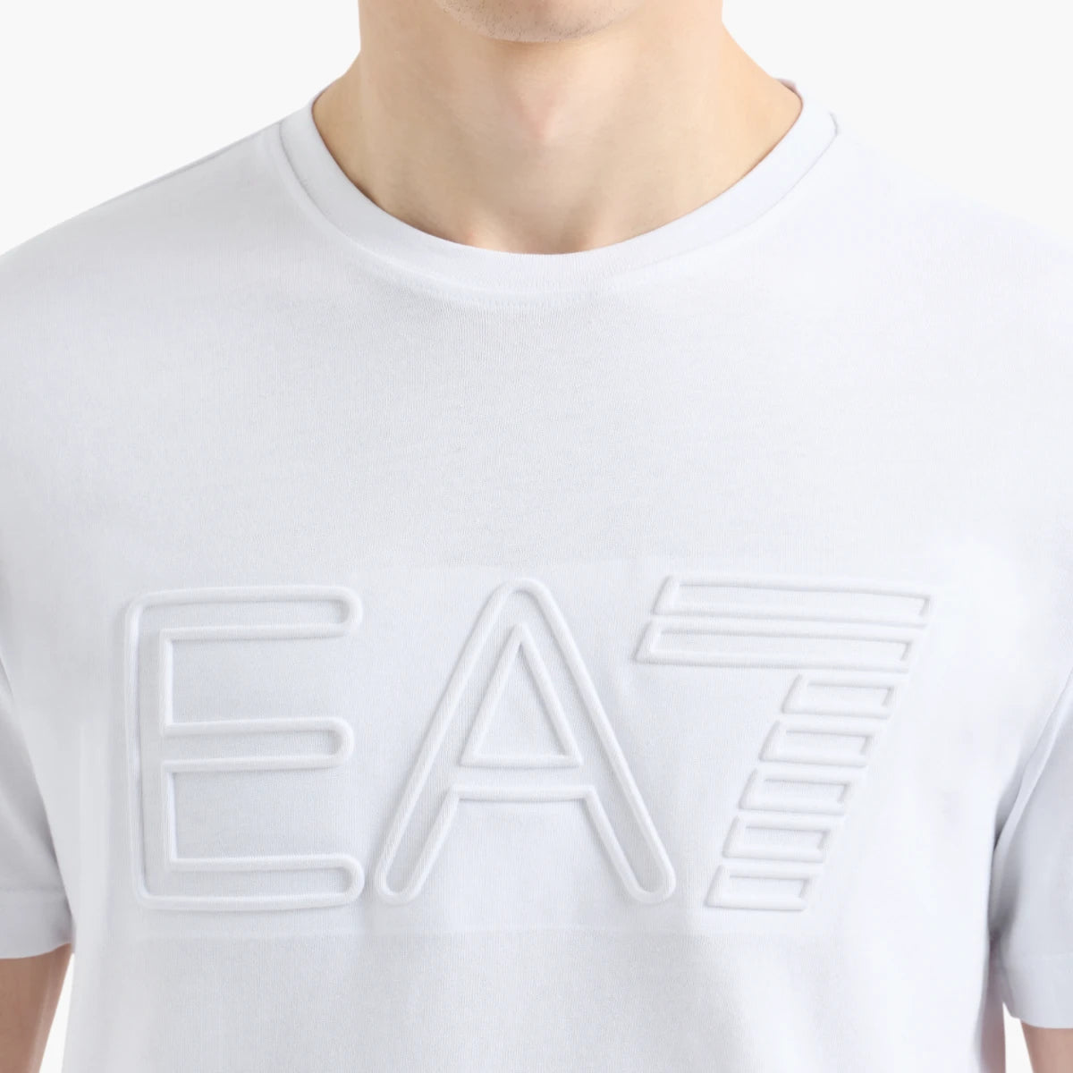 EA7 Regular Fit Logo Series Cotton Crewneck T-Shirt With Embossed Branding | LEVISONS