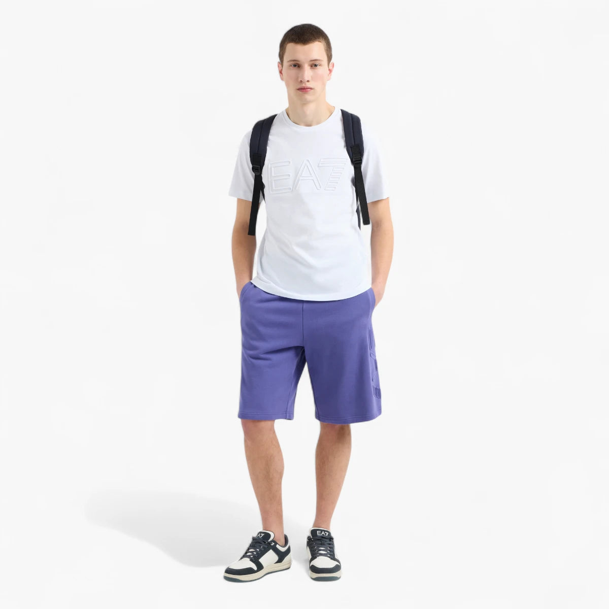 EA7 Regular Fit Logo Series Cotton Crewneck T-Shirt With Embossed Branding | LEVISONS