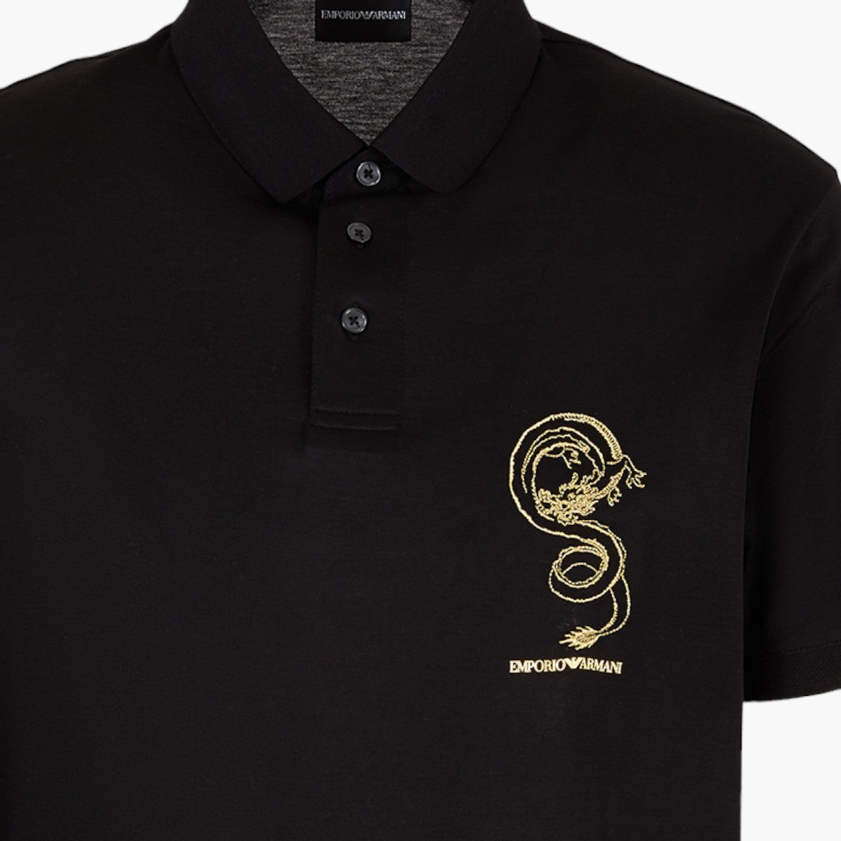 Emporio Armani Sustainable Cotton Blend Polo T-Shirt With Embroidery | LEVISONS