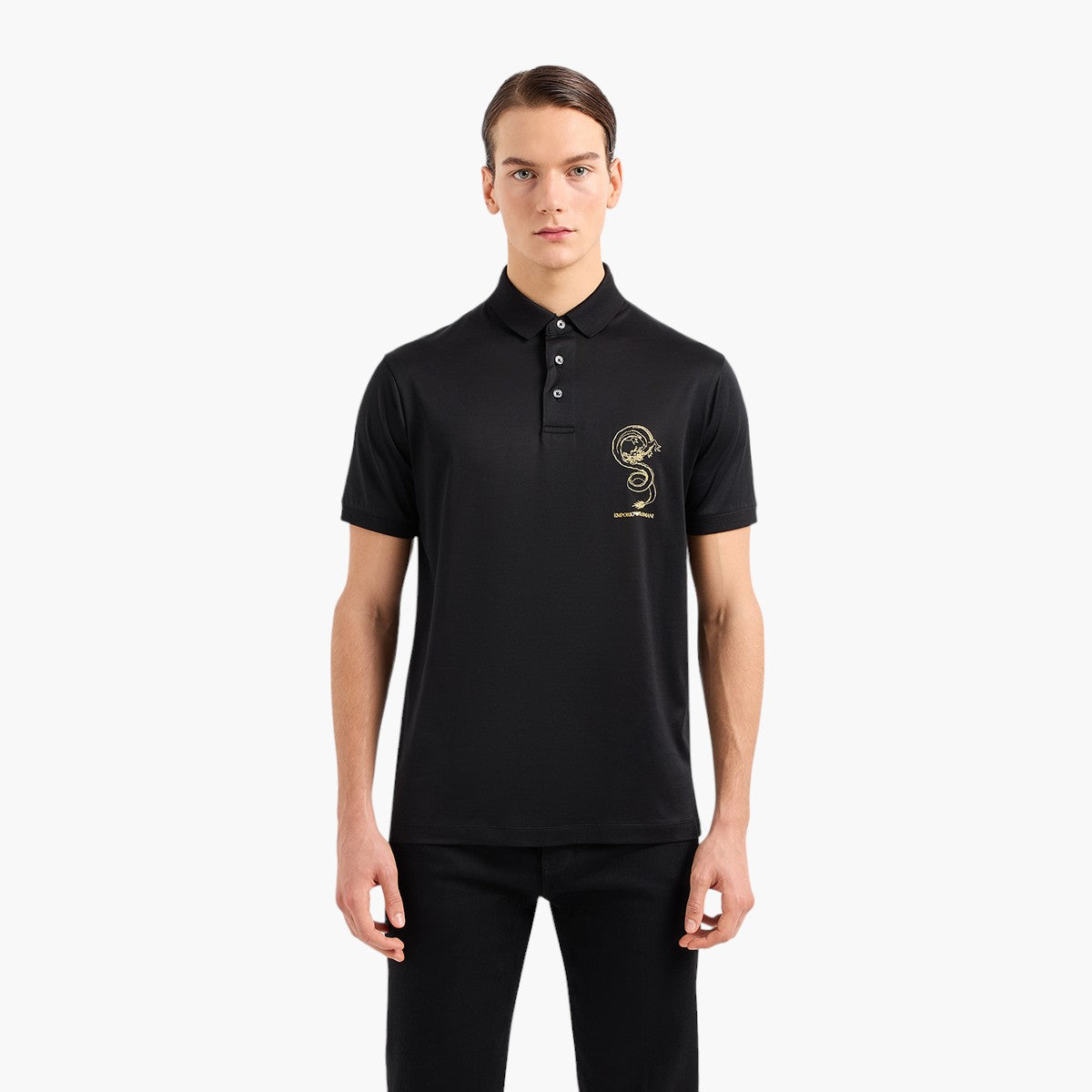 Emporio Armani Sustainable Cotton Blend Polo T-Shirt With Embroidery | LEVISONS