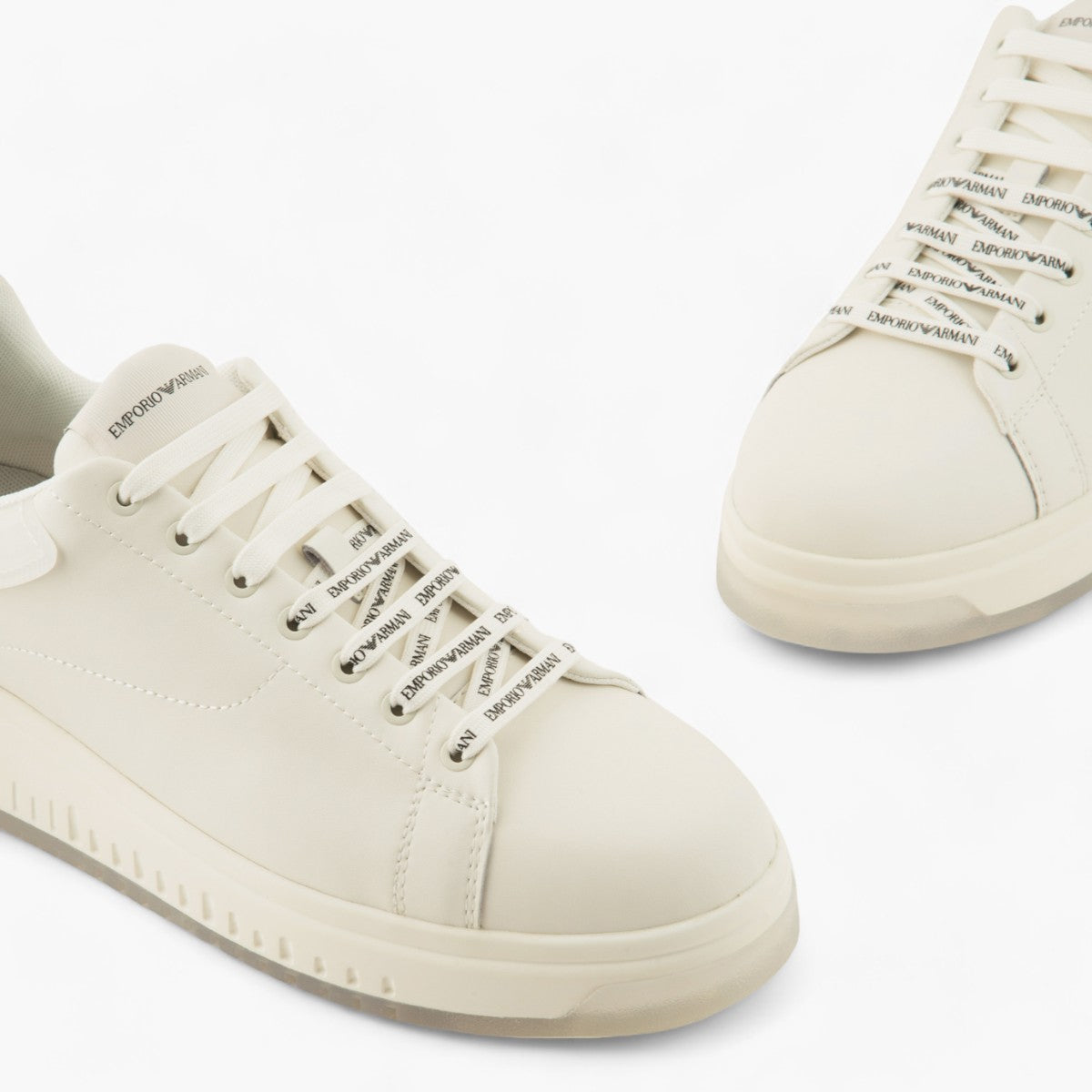 Emporio Armani Icon Leather Sneaker With Knurled Sole | LEVISONS