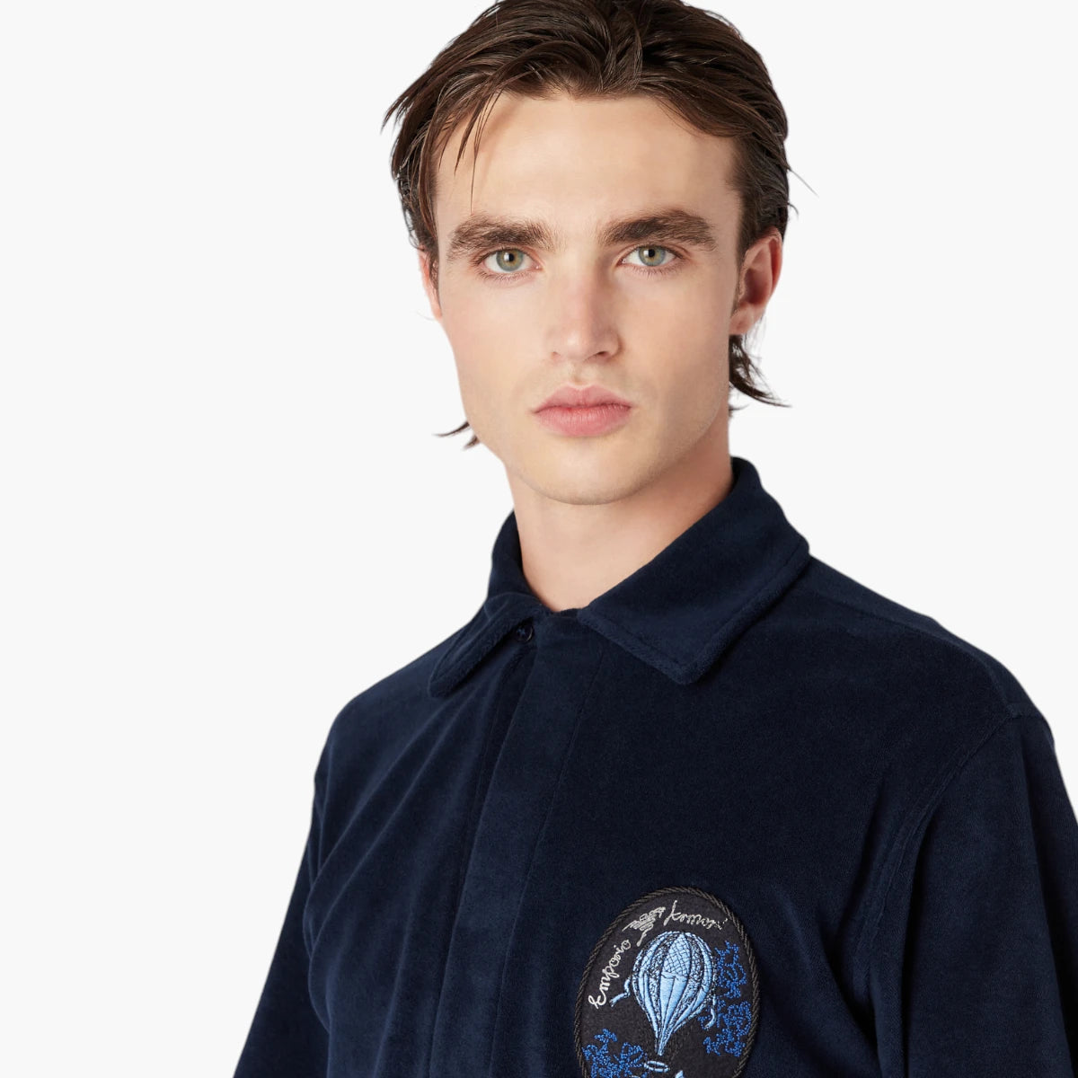 Emporio Armani Resort Collection Cotton Terry Polo Shirt With Logo Patch | LEVISONS