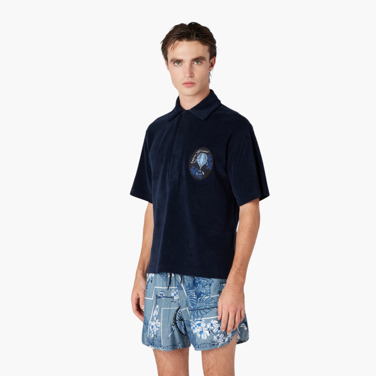 Emporio Armani Resort Collection Cotton Terry Polo Shirt With Logo Patch | LEVISONS
