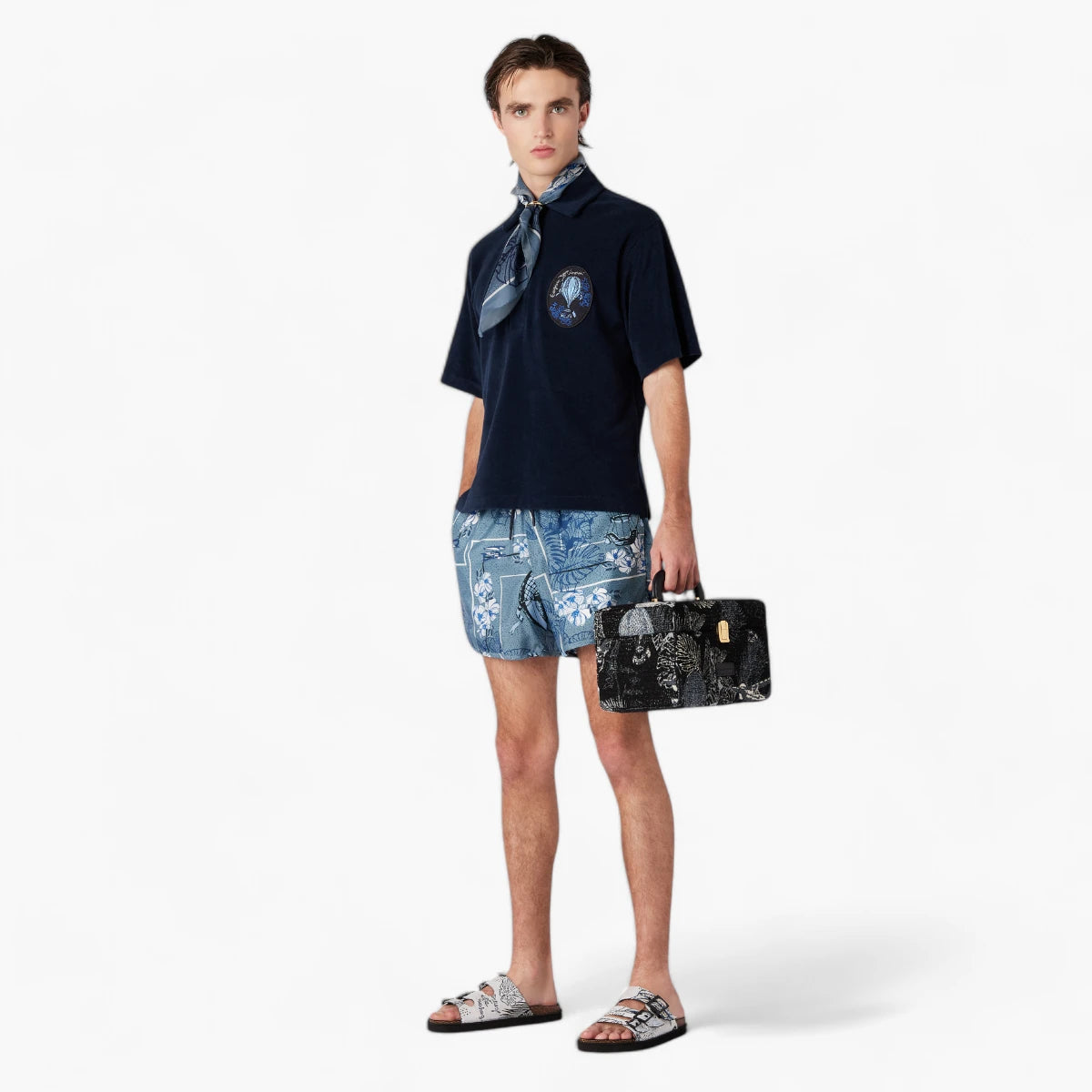 Emporio Armani Resort Collection Cotton Terry Polo Shirt With Logo Patch | LEVISONS