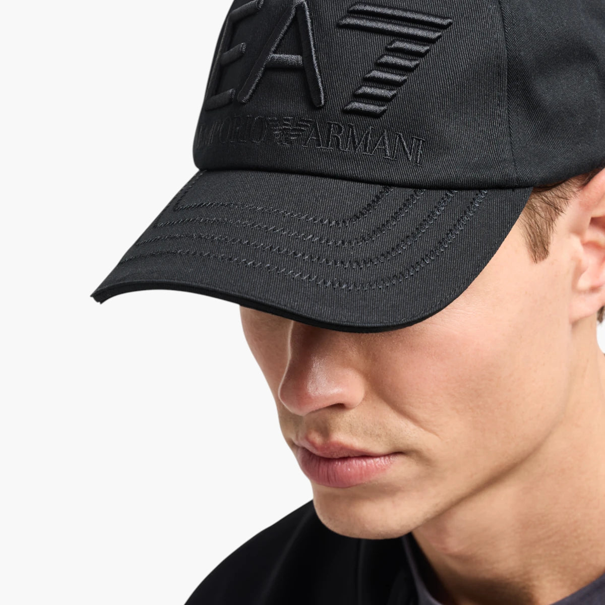 EA7 Logo Series Cotton Baseball Cap With Embossed Logo | LEVISONS