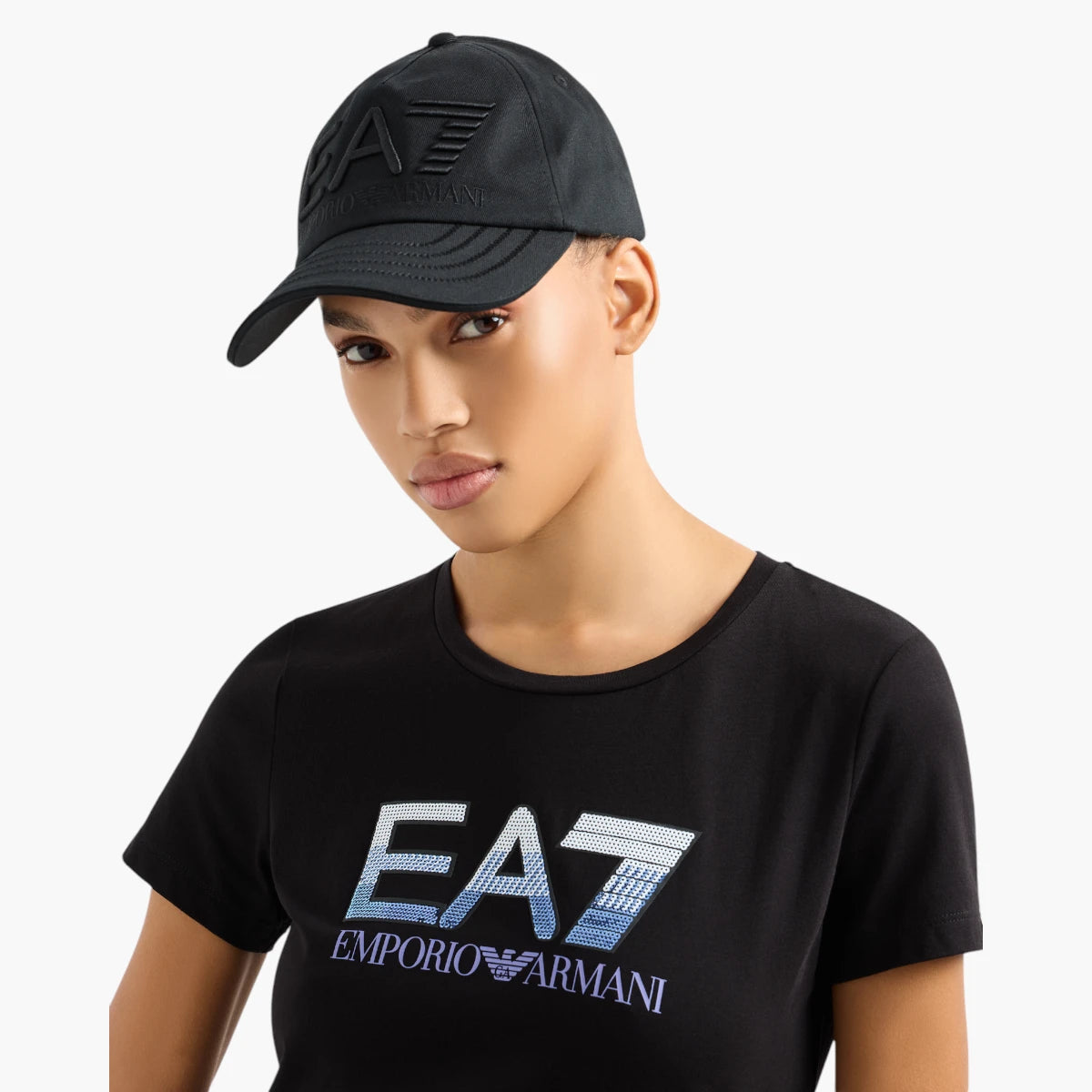 EA7 Logo Series Cotton Baseball Cap With Embossed Logo | LEVISONS