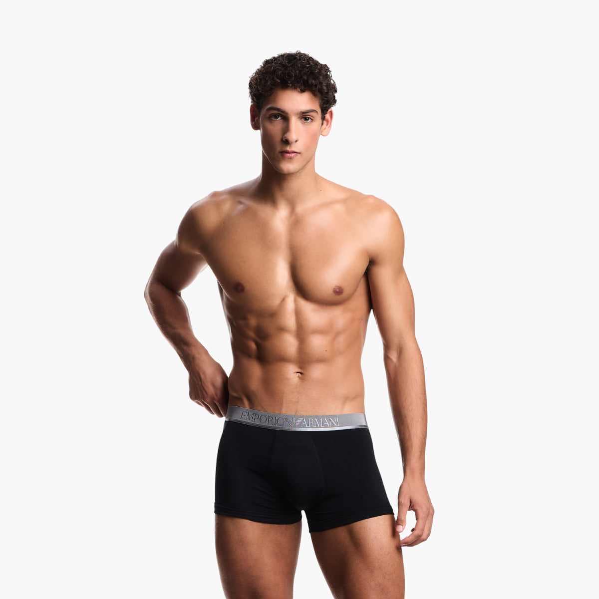 Emporio Armani Three-Pack Asv Boxer Briefs With Shiny Logo Waistband | LEVISONS