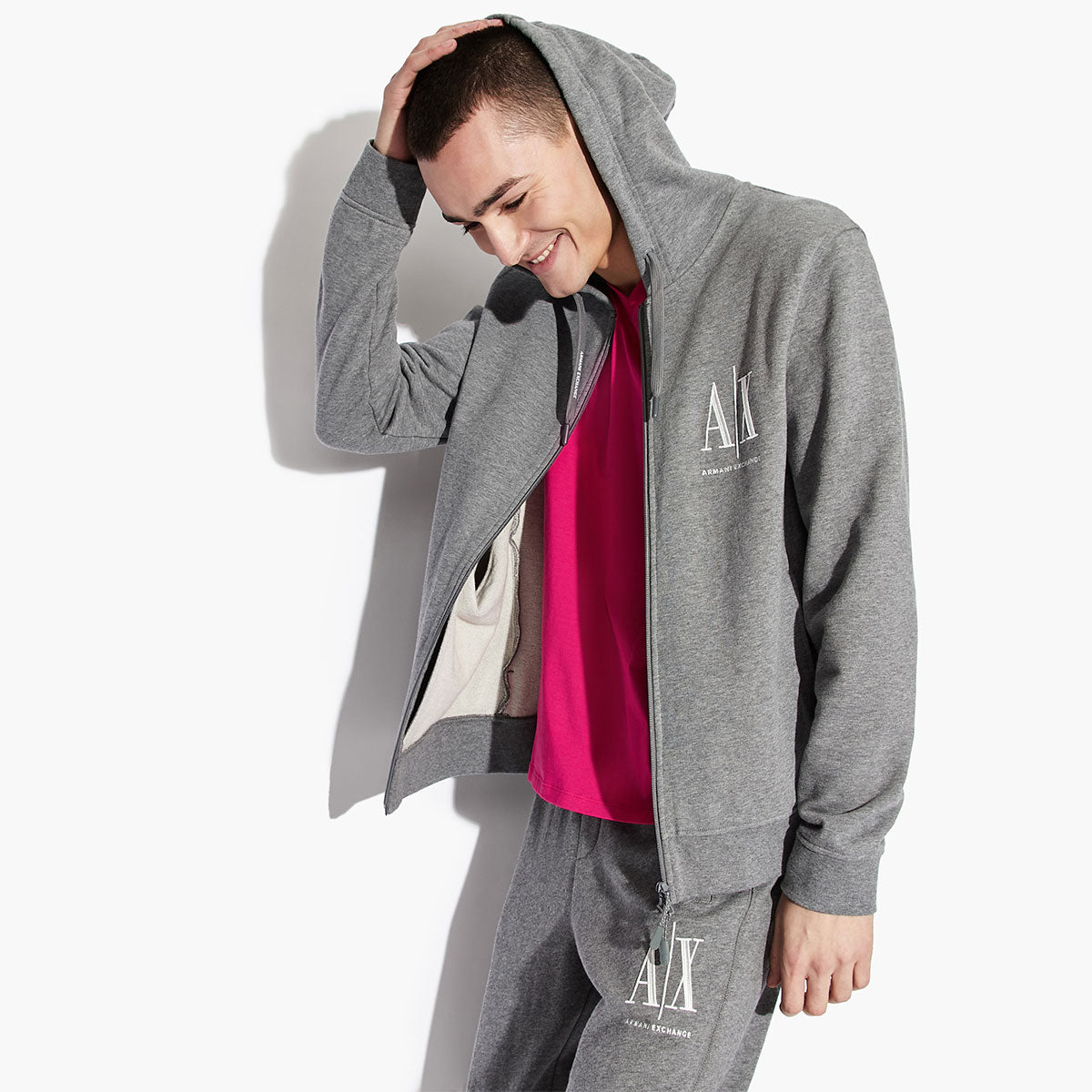 Armani Exchange Icon Logo Zip Up Hooded Sweatshirt | LEVISONS