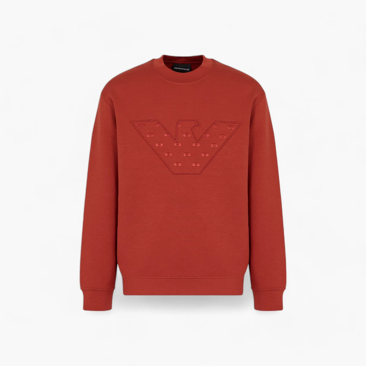 Emporio Armani Relaxed Fit Crewneck Sweatshirt With Ebroidered All-Over Logo Eagle | LEVISONS