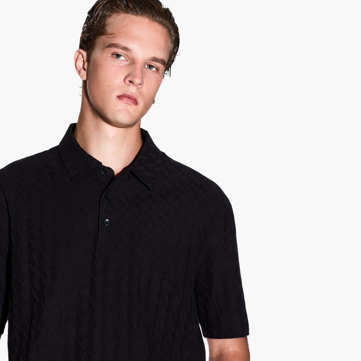 Armani Exchange All Over Jaqcuard Logo Regular Fit Cotton Polo Shirt | LEVISONS