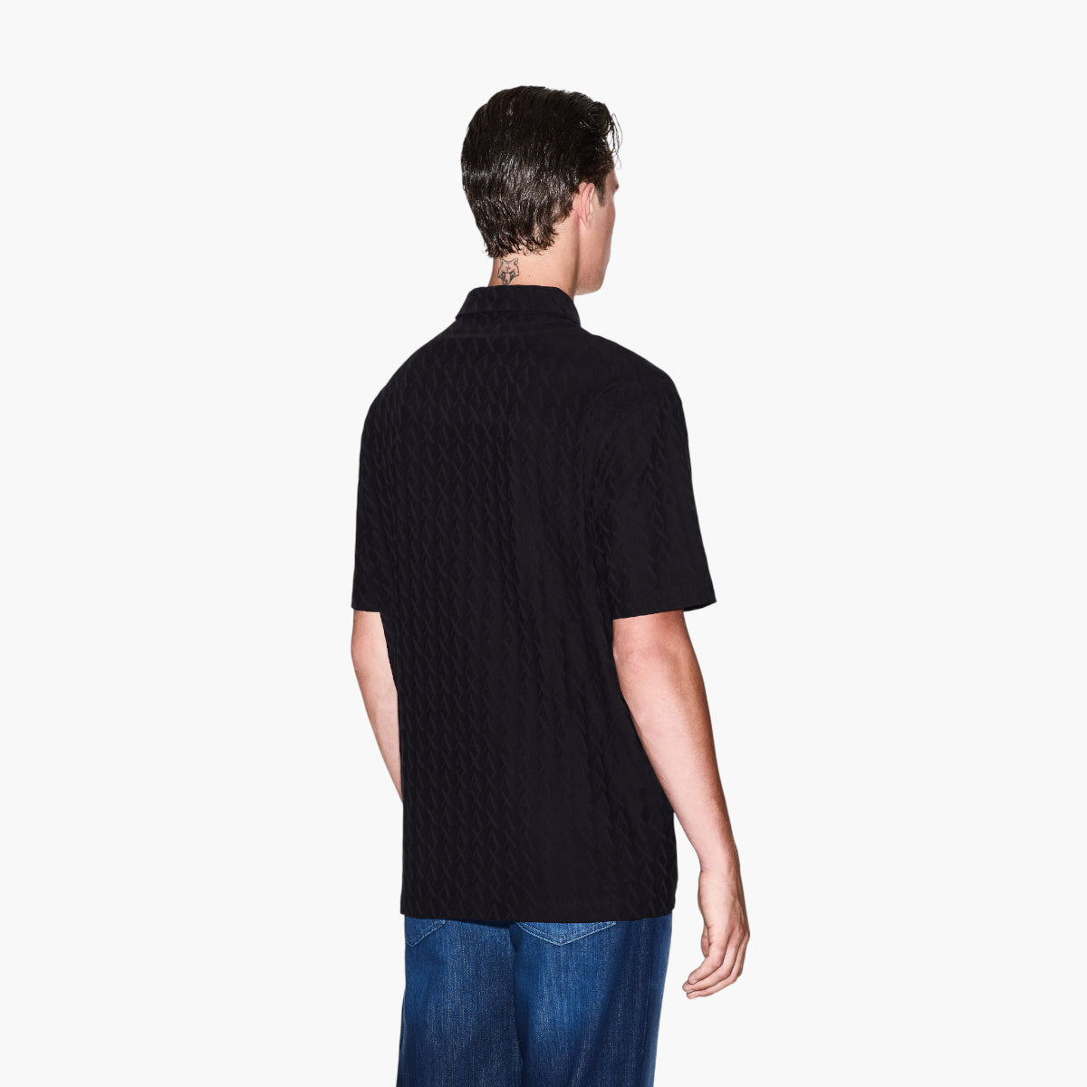 Armani Exchange All Over Jaqcuard Logo Regular Fit Cotton Polo Shirt | LEVISONS
