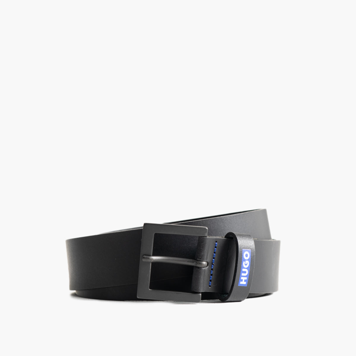 Hugo Blue Leather Belt With Logo Keeper | LEVISONS