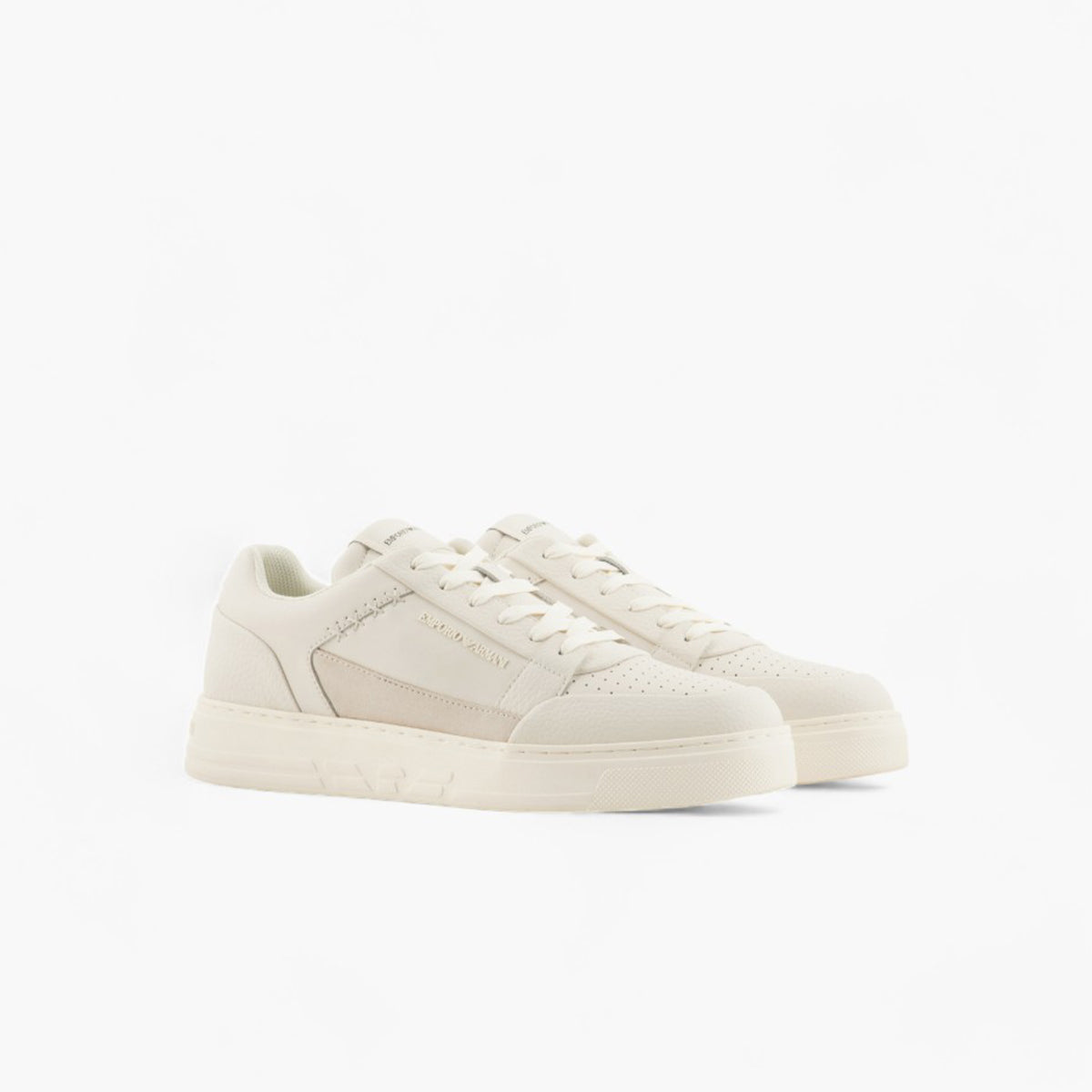 Emporio Armani Regenerated Leather Sneaker With Stitch Detailing | LEVISONS