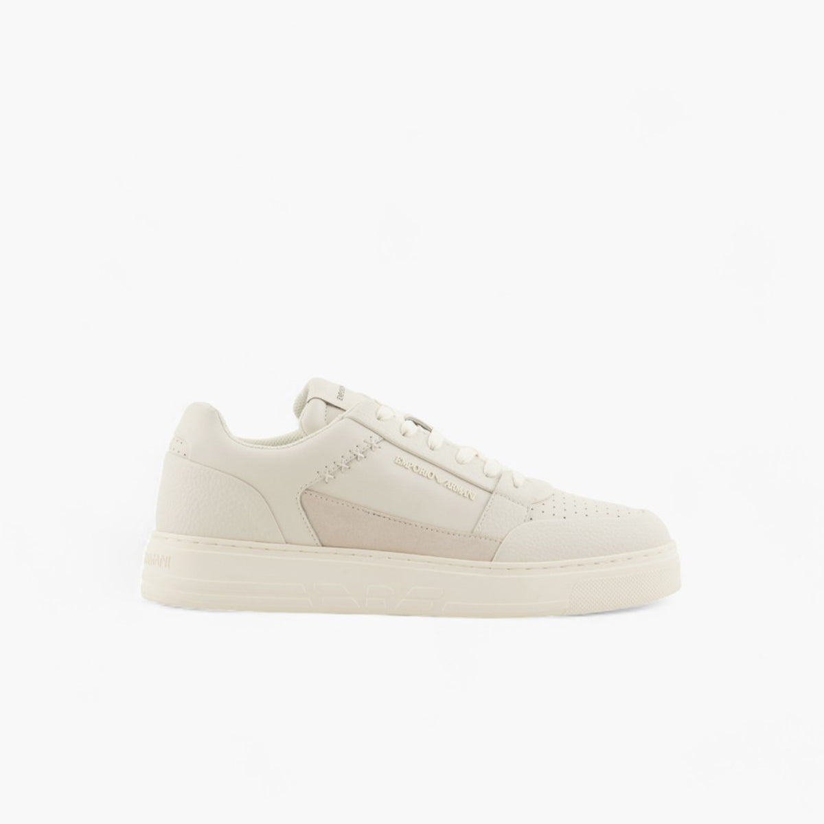 Emporio Armani Regenerated Leather Sneaker With Stitch Detailing | LEVISONS