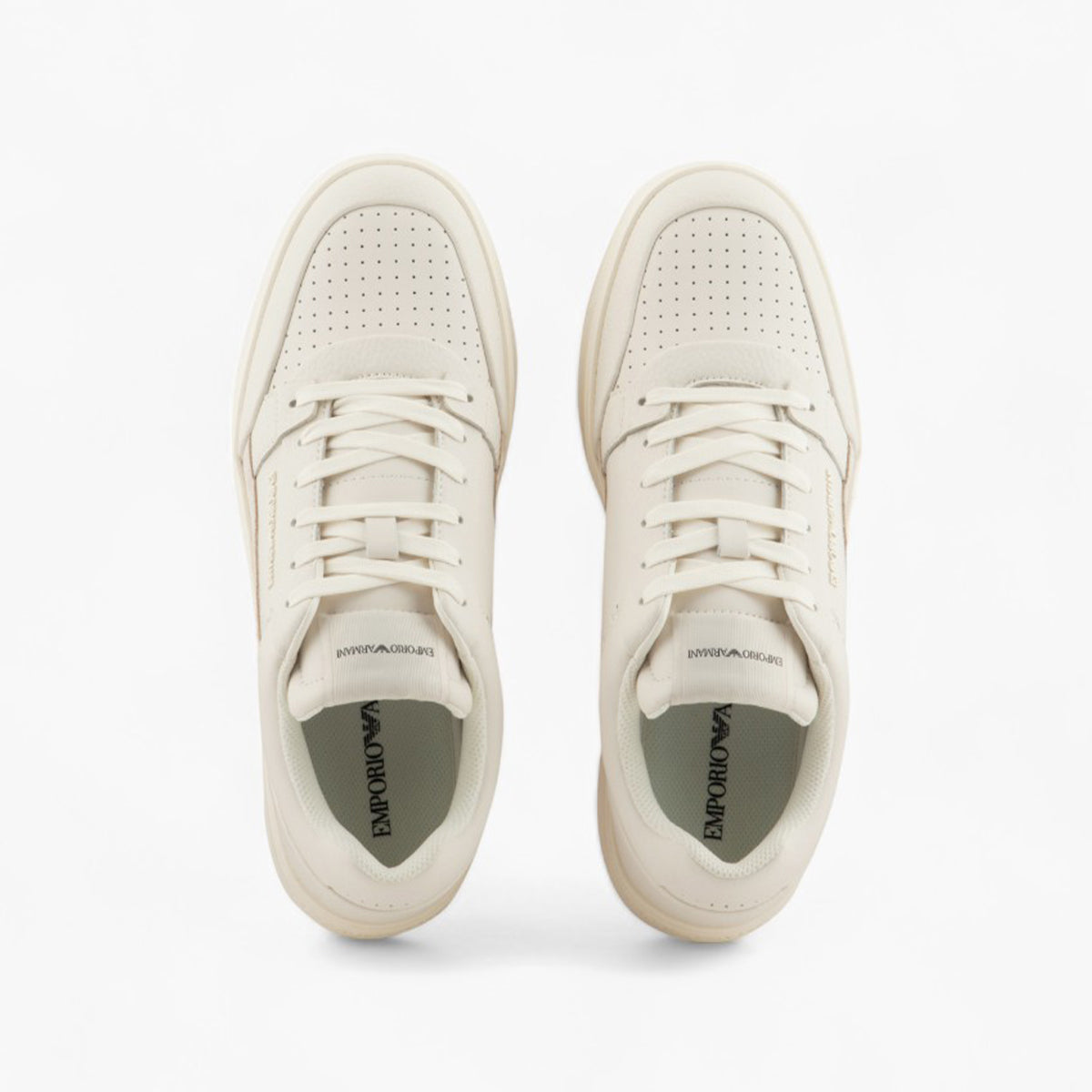 Emporio Armani Regenerated Leather Sneaker With Stitch Detailing | LEVISONS