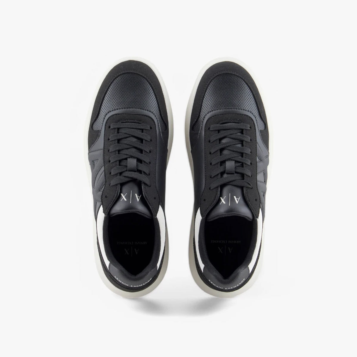 Armani Exchange Coated Round Toe Sneakers With Oversized Brand Logo | LEVISONS