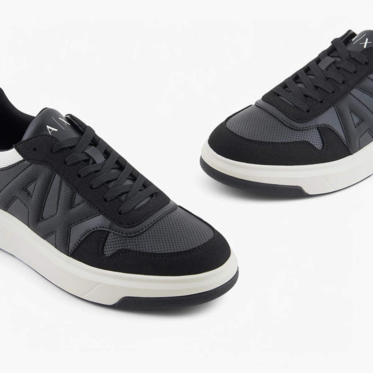 Armani Exchange Coated Round Toe Sneakers With Oversized Brand Logo | LEVISONS