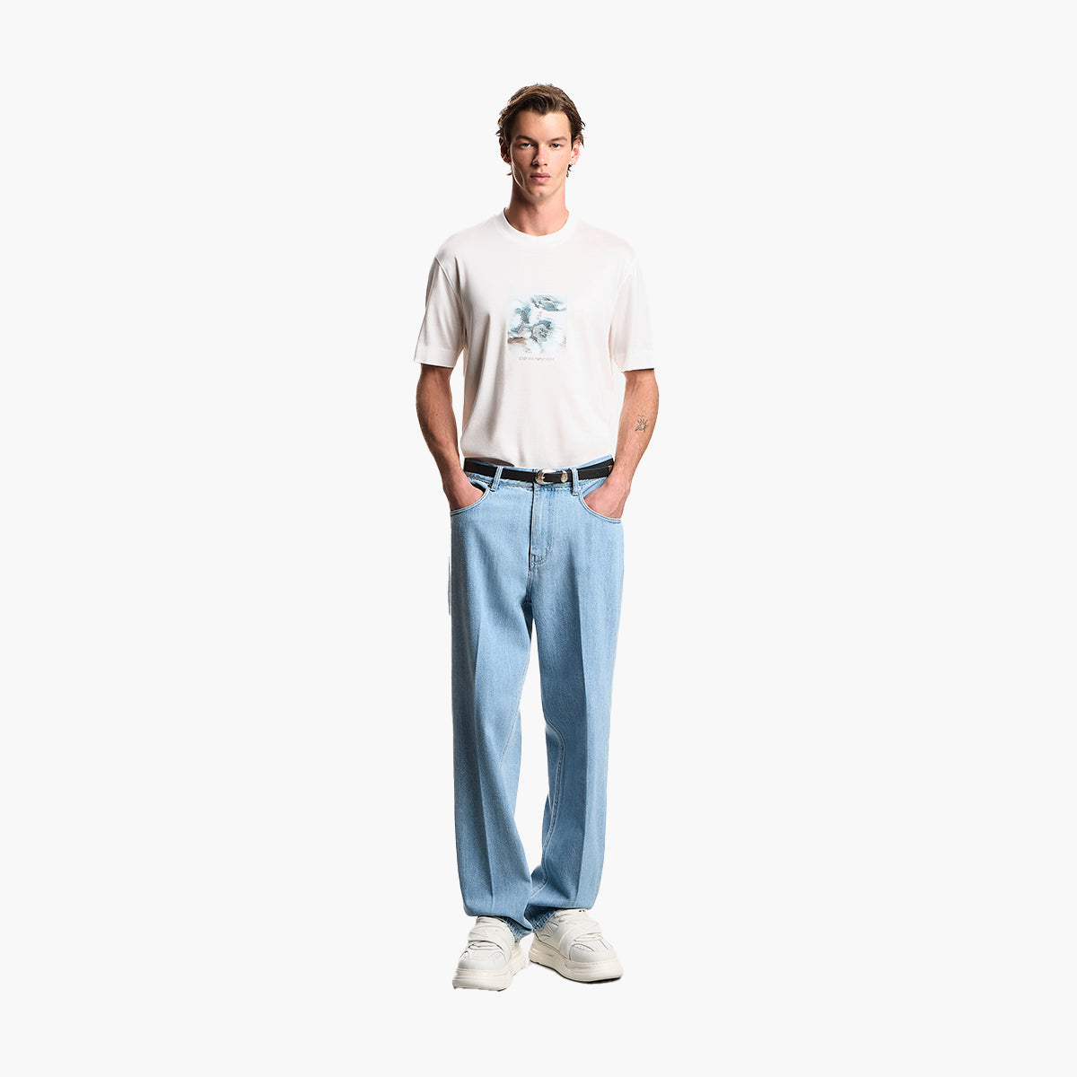 Emporio Armani Regular Fit T-Shirt With Embroidered Graphic Design | LEVISONS