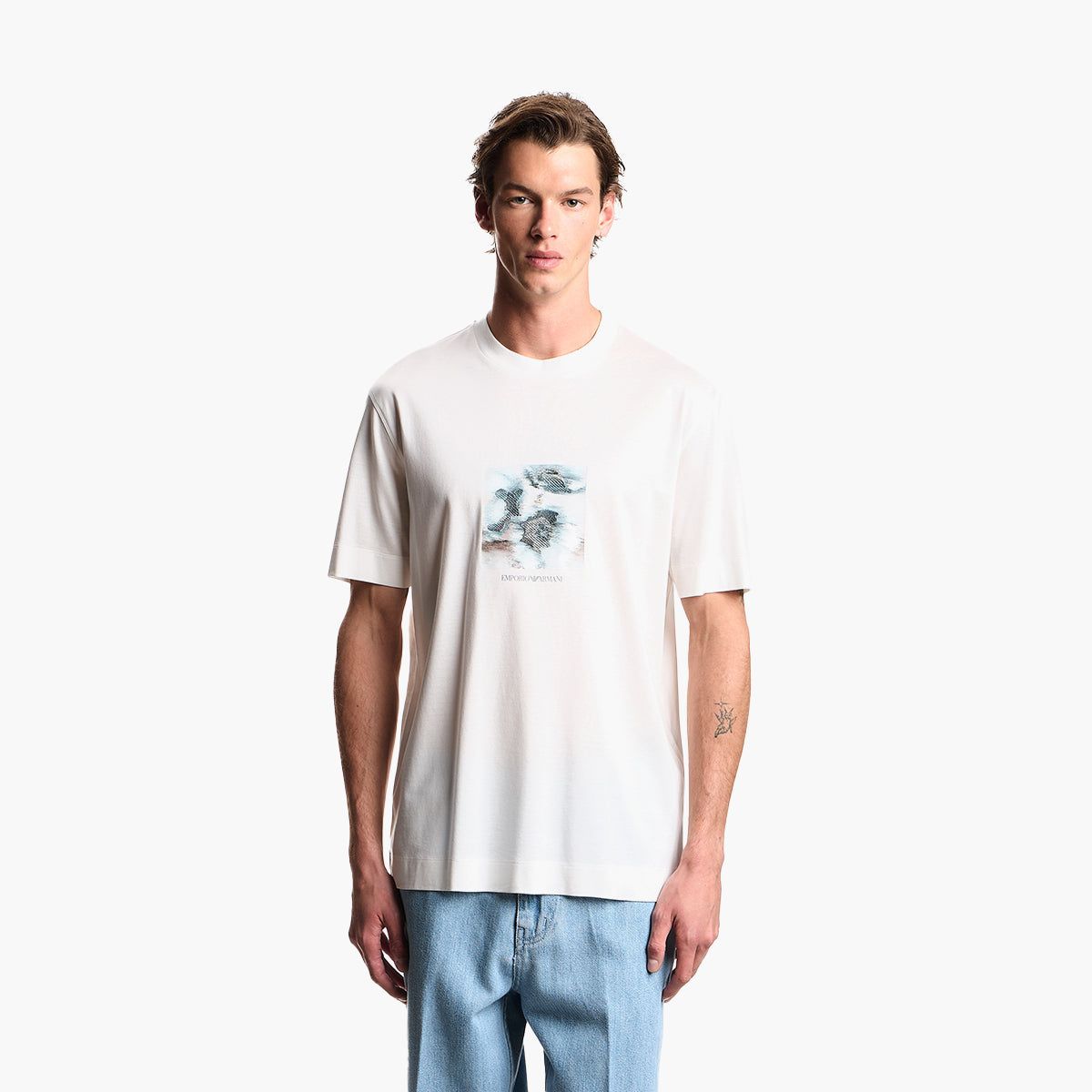 Emporio Armani Regular Fit T-Shirt With Embroidered Graphic Design | LEVISONS