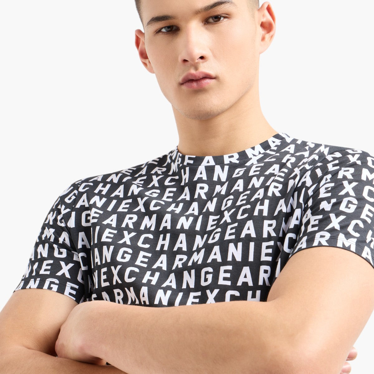 Armani Exchange Regular Fit All Over Logo Cotton T-Shirt | LEVISONS