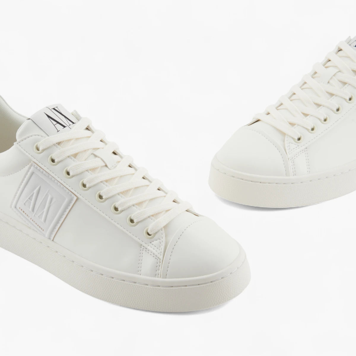 Armani Exchange Round Rubber Toe Lace Up Sneakers With Tone-On-Tone Logo Patch | LEVISONS