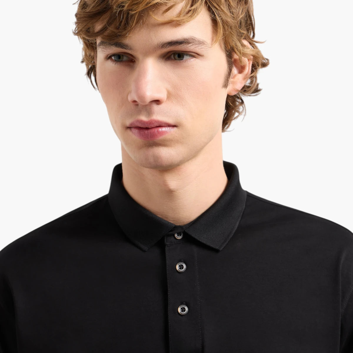 Armani Exchange Regular Fit Mercerised Cotton Polo Shirt With Blurred Logo | LEVISONS