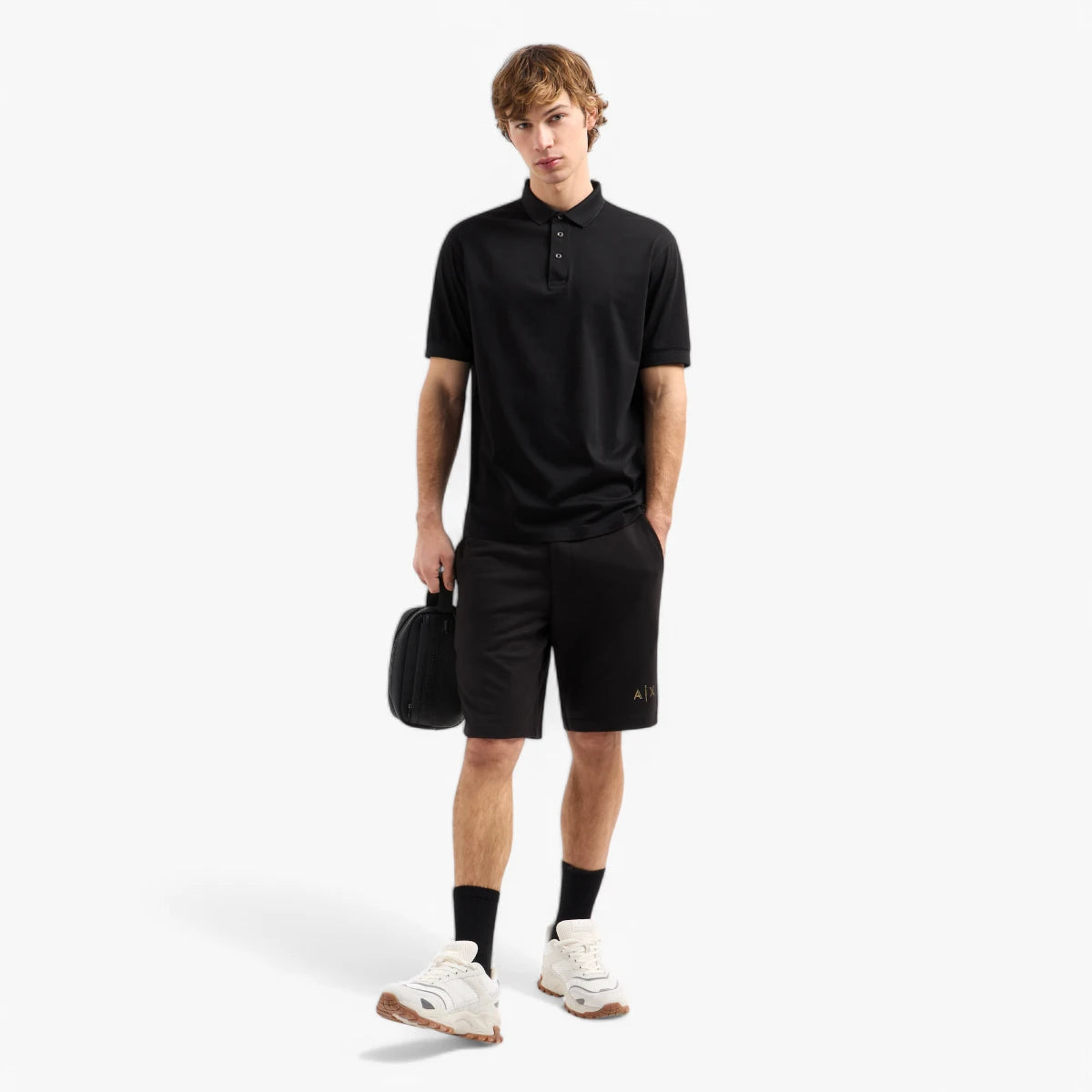 Armani Exchange Regular Fit Mercerised Cotton Polo Shirt With Blurred Logo | LEVISONS