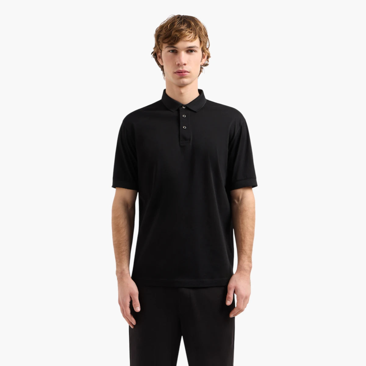 Armani Exchange Regular Fit Mercerised Cotton Polo Shirt With Blurred Logo | LEVISONS