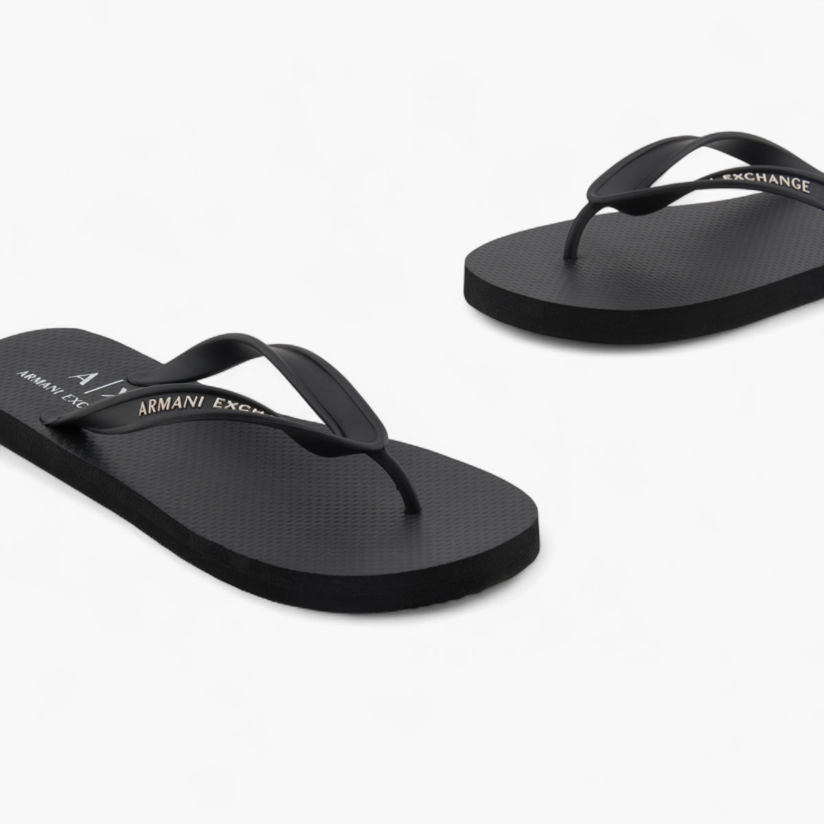 Armani Exchange Rubber Flip Flops With Logo Script | LEVISONS