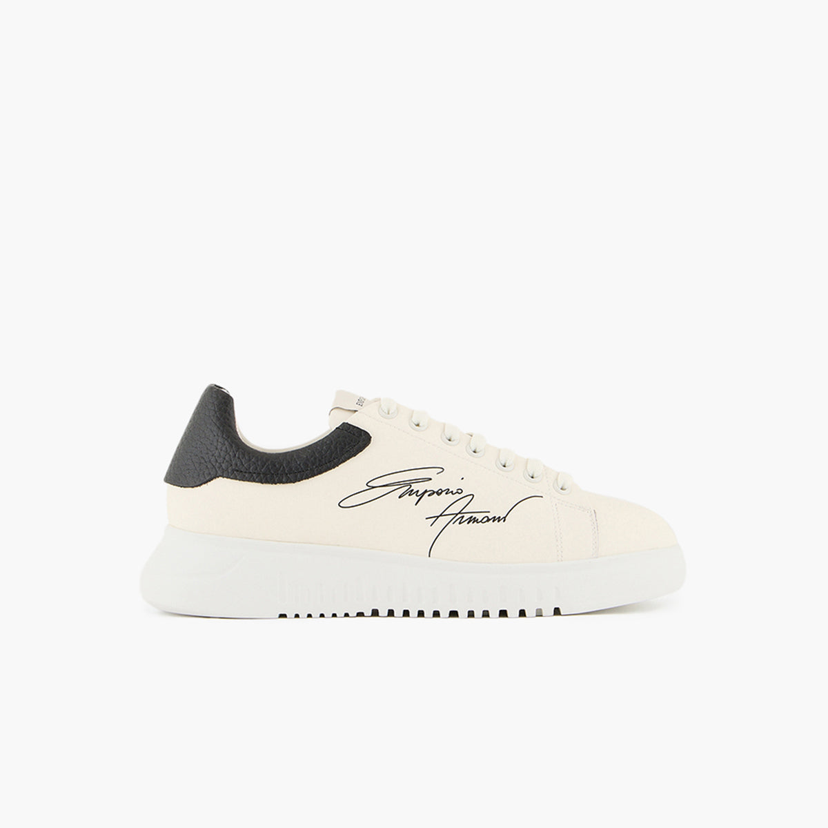 Emporio Armani Leather Sneakers With Signature Logo And Knurled Sole | LEVISONS