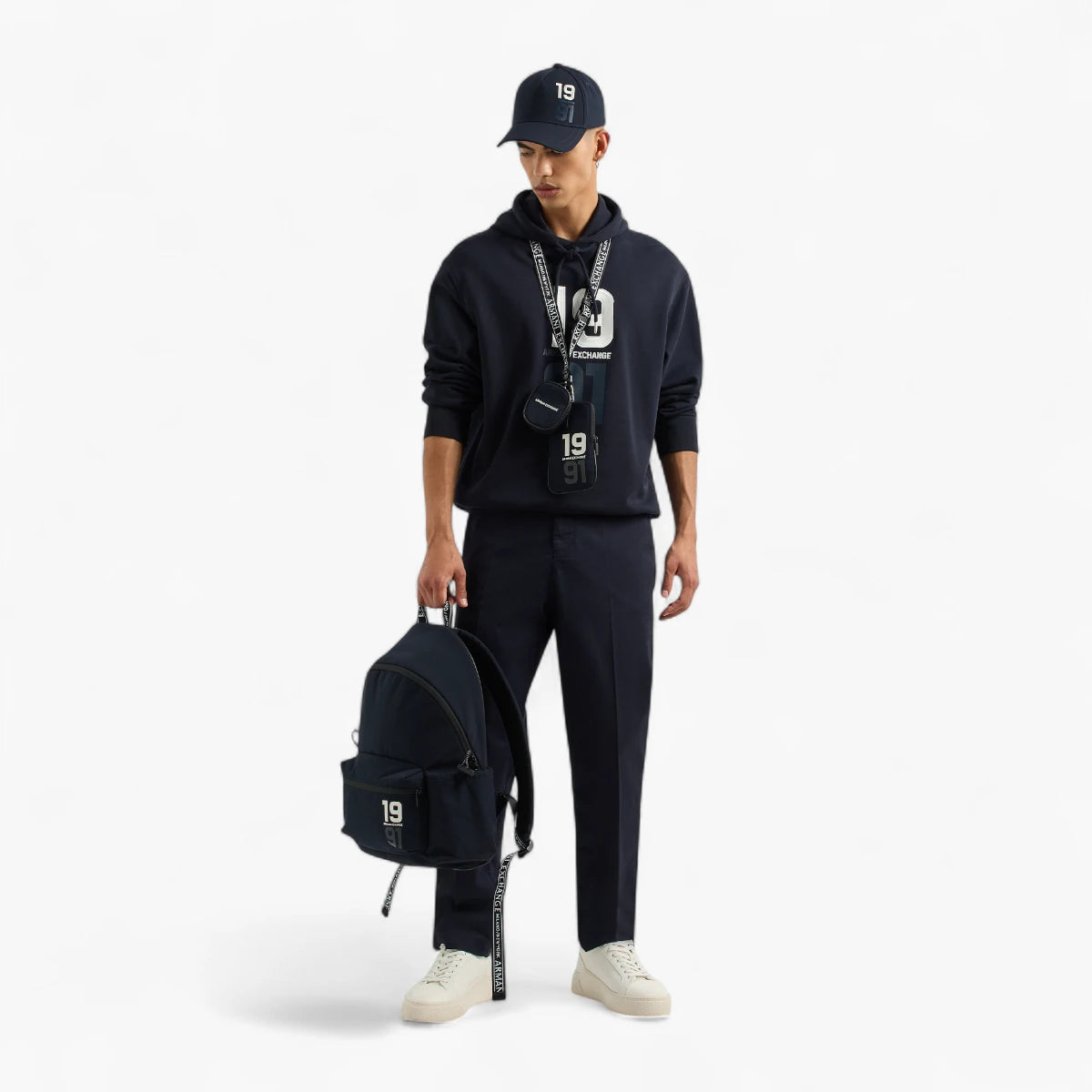 Armani Exchange Regular Fit Cotton Hooded Sweatshirt With Bold Embroidered Branding | LEVISONS