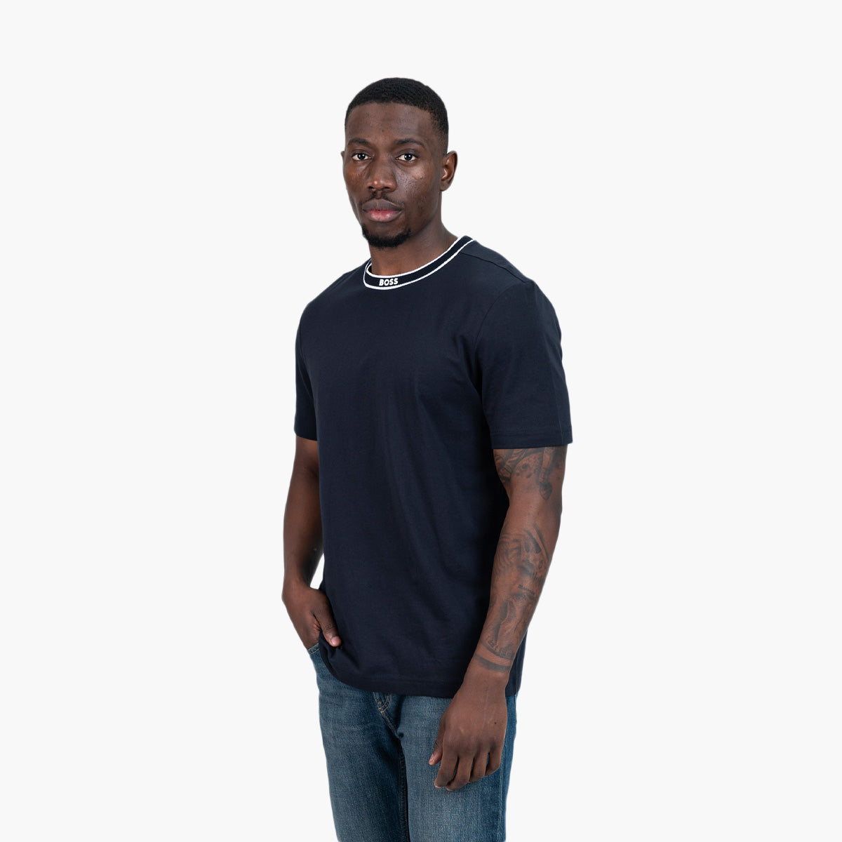 BOSS Green Cotton-Jersey T-Shirt With Logo Collar | LEVISONS