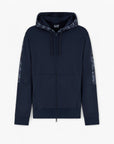 EA7 Modern Fit Logo Series Zip Up Hoodie With Contrasting Monogram Print | LEVISONS