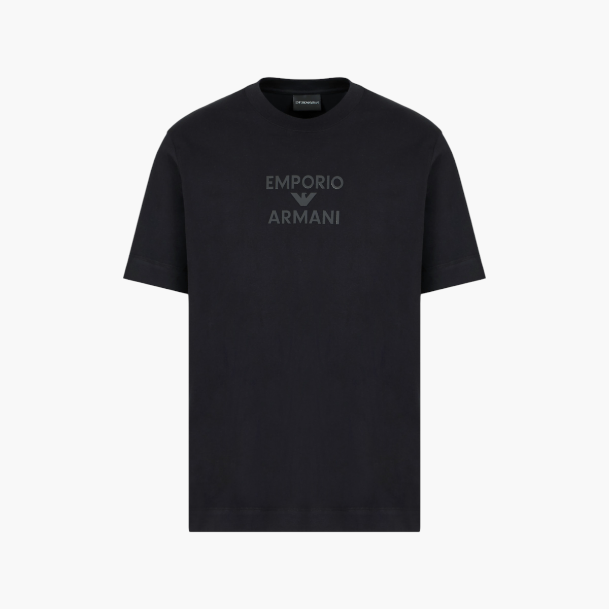 Emporio Armani Regular Fit Cotton Crewneck T-Shirt With Monochromatic Rubber Print | LEVISONS
