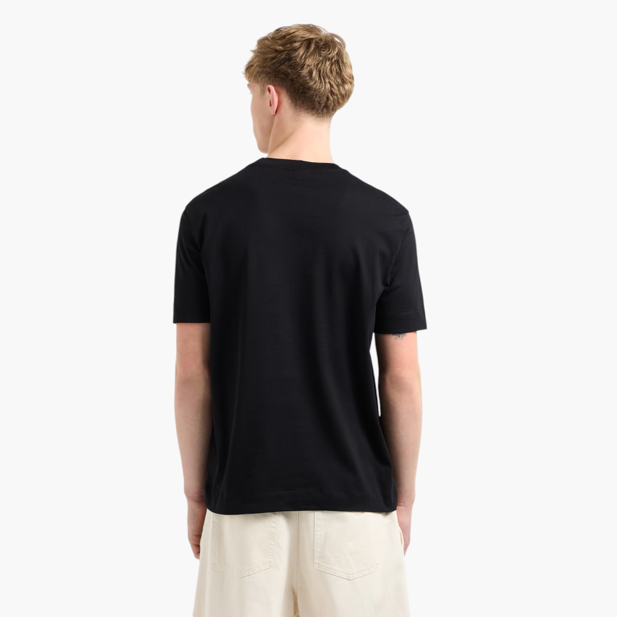 Emporio Armani Regular Fit Cotton Crewneck T-Shirt With Monochromatic Rubber Print | LEVISONS