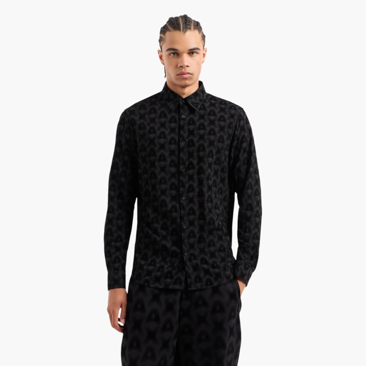Armani Exchange Regular Fit All Over Logo Button Down Shirt | LEVISONS