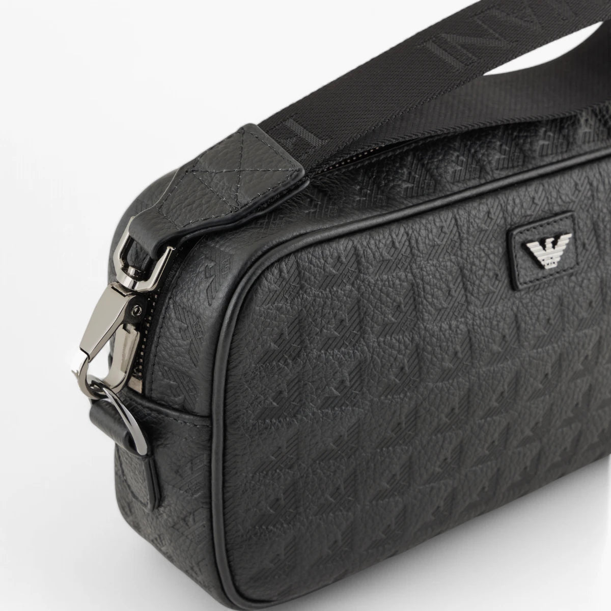 Emporio Armani Embossed All Over Logo Leather Shoulder Bag With Logo Plaque | LEVISONS