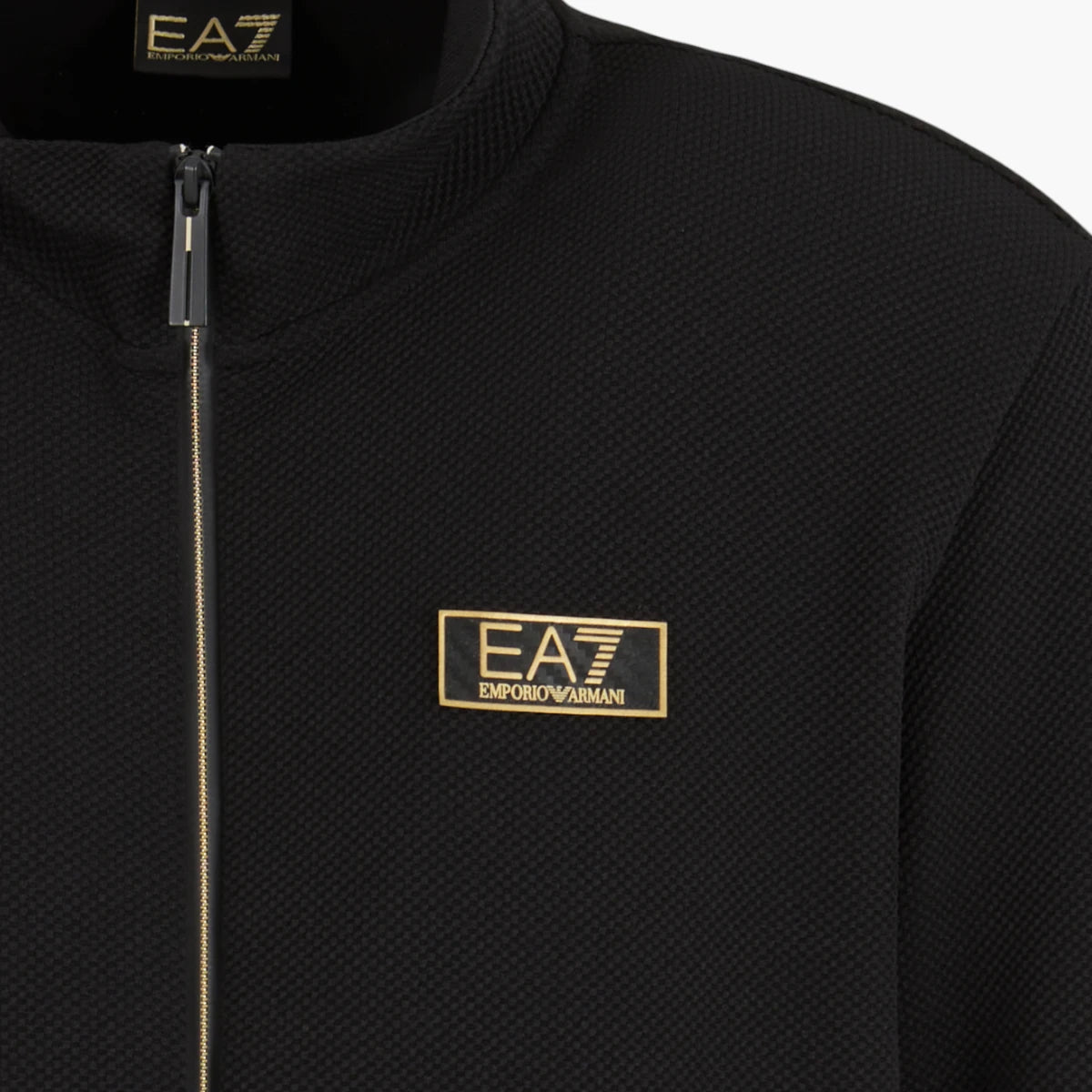 EA7 Gold Label Stretch Jacquard Zip-Up Sweatshirt With Logo Patch | LEVISONS