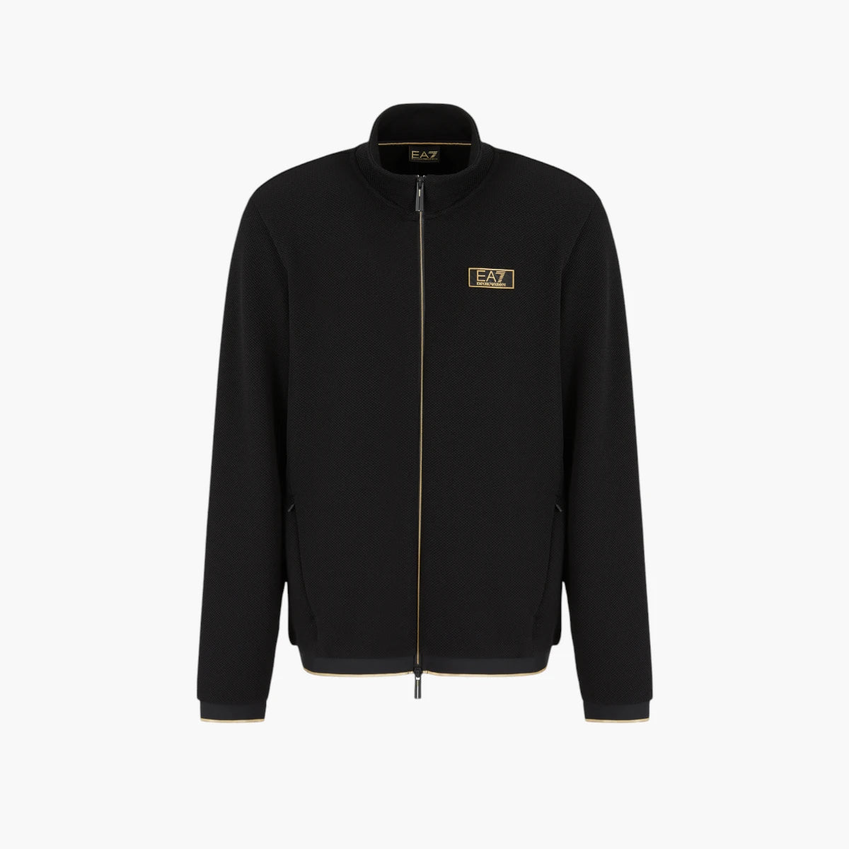 EA7 Gold Label Stretch Jacquard Zip-Up Sweatshirt With Logo Patch | LEVISONS