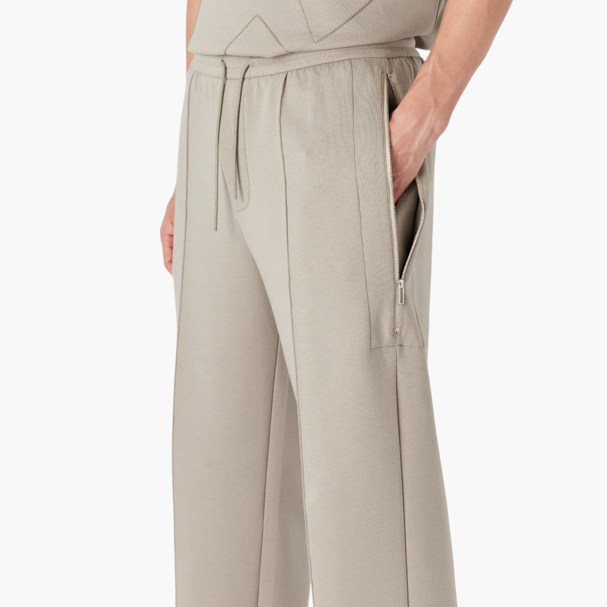 Emporio Armani Cotton Regular Fit Trousers With Decorative Seam | LEVISONS